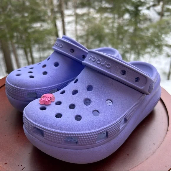 Crocs Kids Platform Clogs Lavender Purple | Size J1 | Jellyfish Charm - Picture 2 of 10